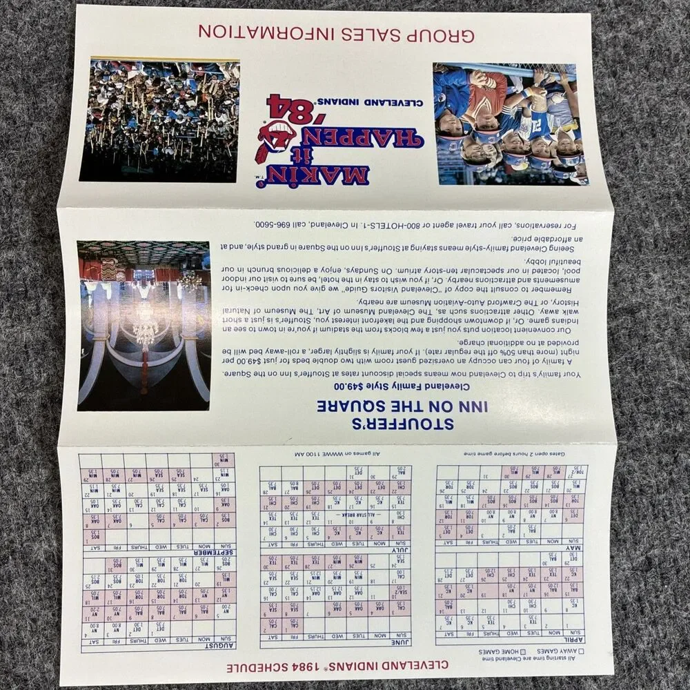 Vintage 1984 Cleveland Indians Group Sales Guide Schedule Chief Wahoo